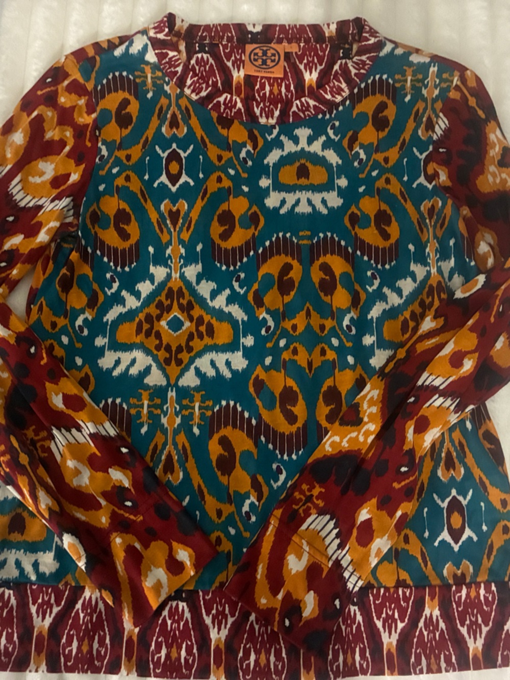 Tory Burch Multicolor Printed Tunic - Teal, Mustard & Burgundy